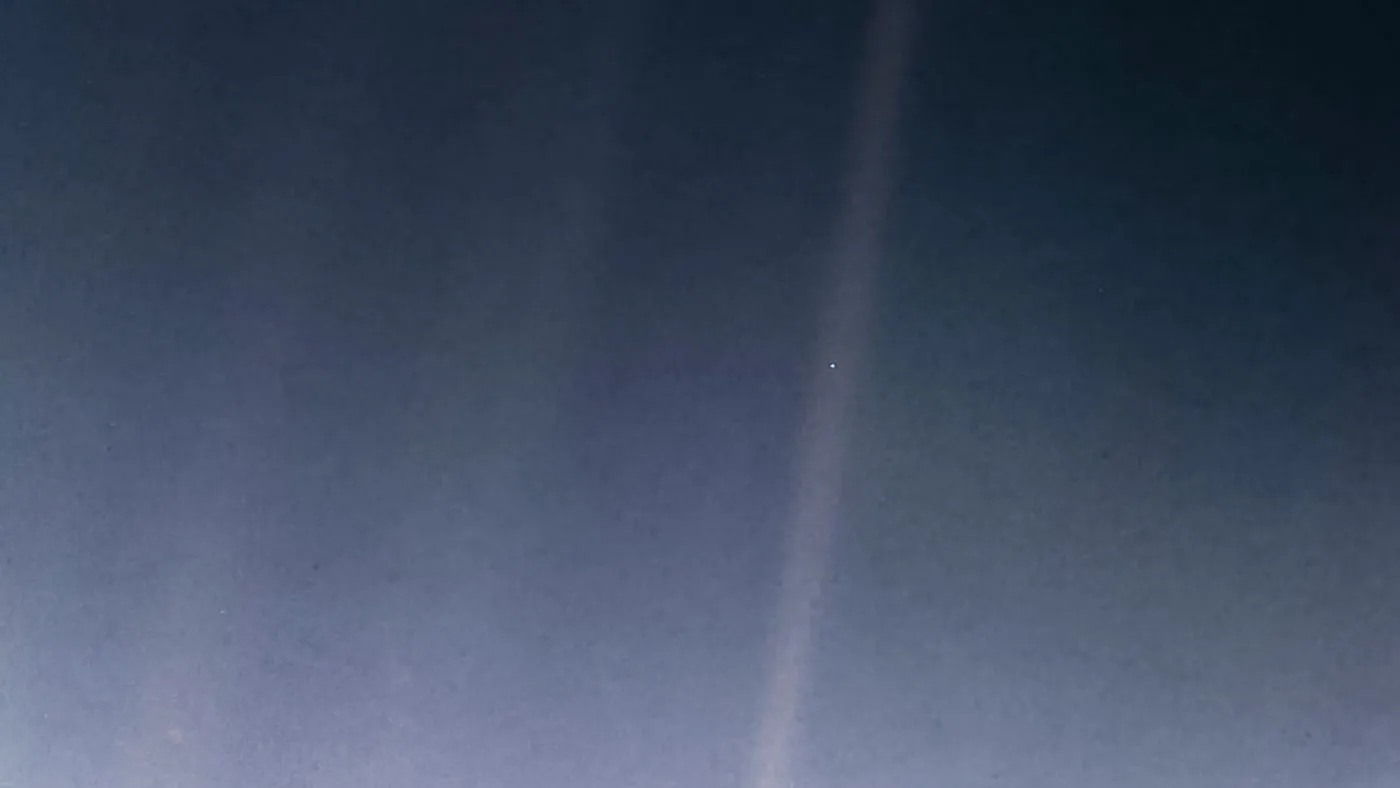 Pale Blue Dot — Earth photographed by Voyager 1, February 14, 1990